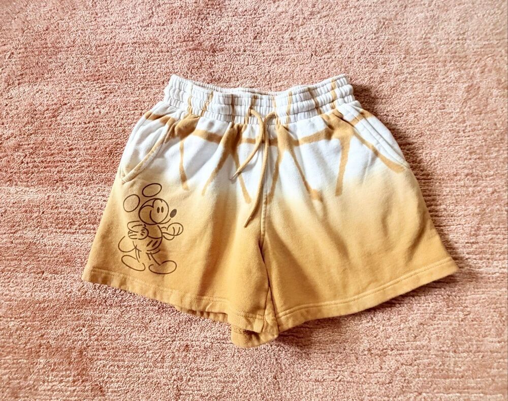 Disney Mickey Mouse Women’s XS Ombre Sweat Shorts Yellow White